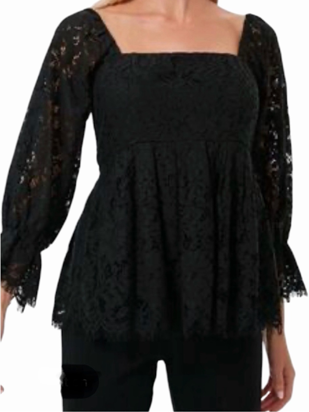 Pomander Place Daniella Black Lace Blouse Women's Large Whimsigoth Witchcore